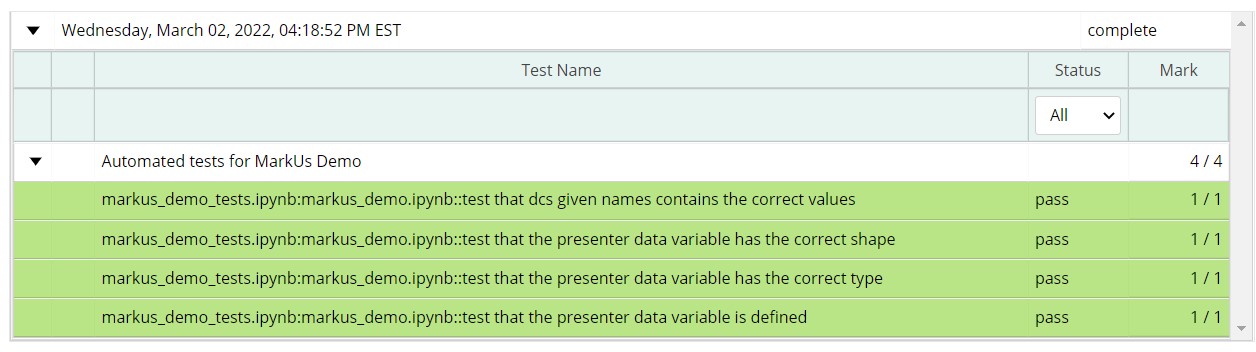 Test Results